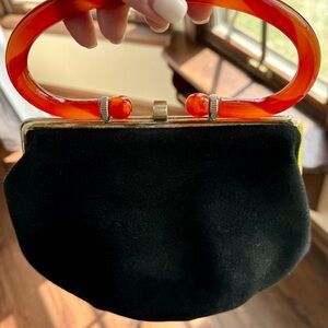 Vintage Wool Felt Bag from Empress With Tortoise Lucite Handle